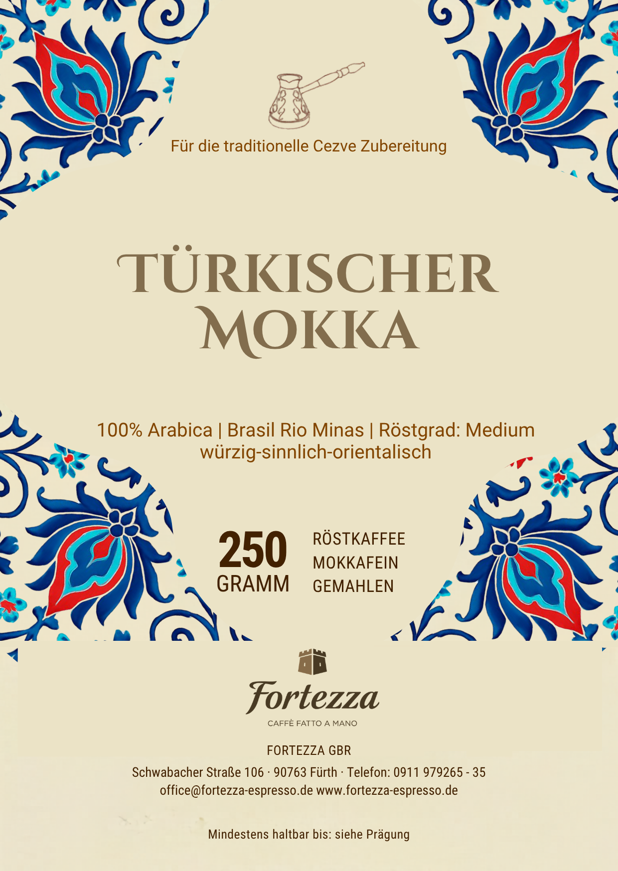 Türkischer Mokka (Mokka do brasil) 250g mokkafein gemahlen